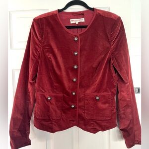 Becky Stretch Velvet Jacket In Garnet Grotto
Size L EUC